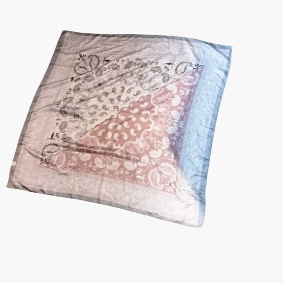 Paisley Print Scarf 35x35 Inches Square Pink Brown - Picture 8 of 10